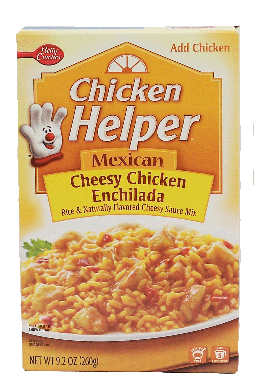 Betty Crocker Chicken Helper cheesy chicken enchilada rice sauce, mix, and sour cream topping mix 5 1-cup servings Full-Size Picture